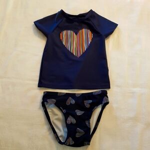 Cat & Jack 18 months 2 piece swim suit hearts